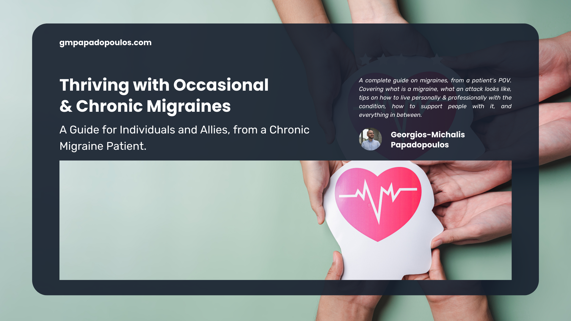 A complete guide on migraines, from a patient’s POV. Covering what is a migraine, what an attack looks like, tips on how to live personally & professionally with the condition, how to support people with it, and everything in between.